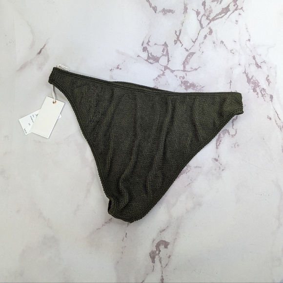 Good American Swim Bottom Women 5 6 2X 3X Stormy Green Crinkle Fit Cheeky Bikini - Picture 6 of 11